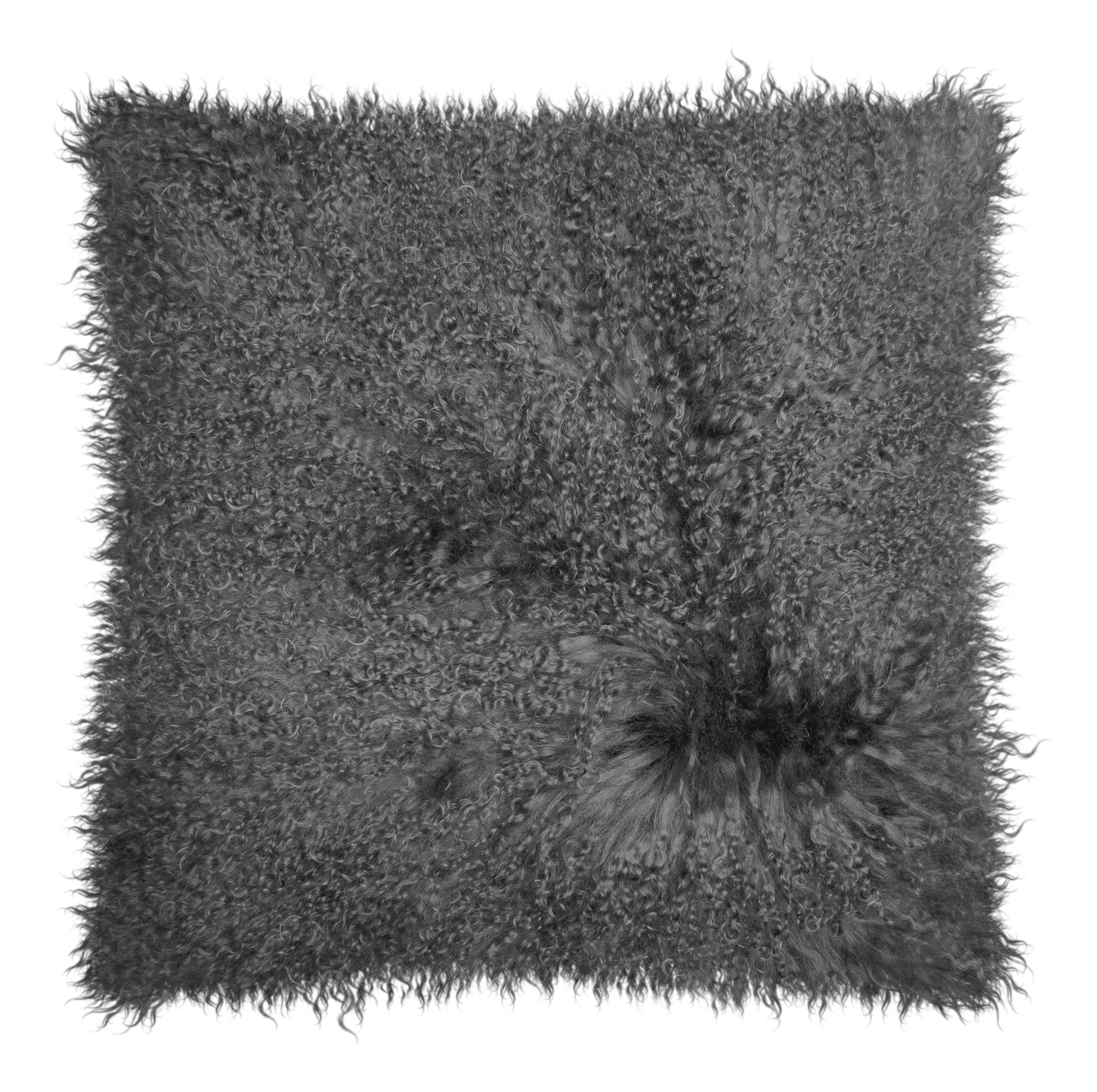 PAMINA - Housses de coussin en laine du tibet gris anthracite 40x40