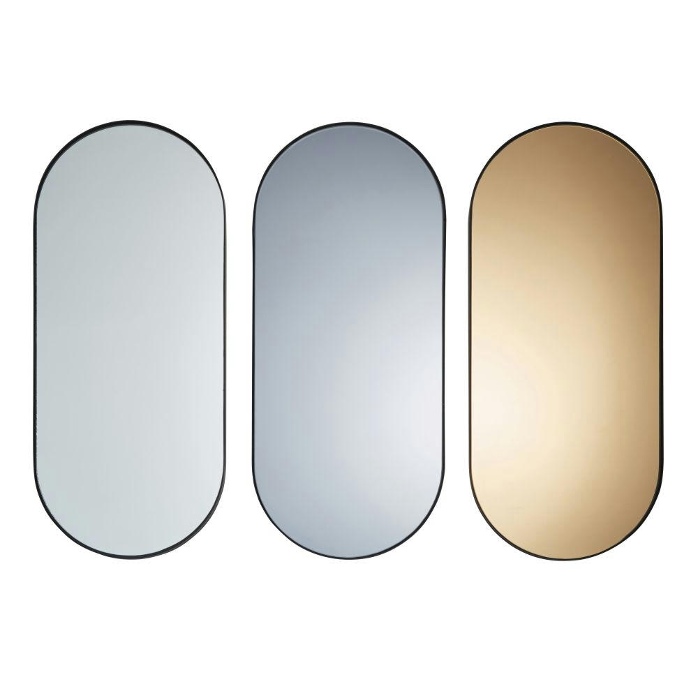 SHELTON - Miroirs ovales en métal noir (x3) 30x70