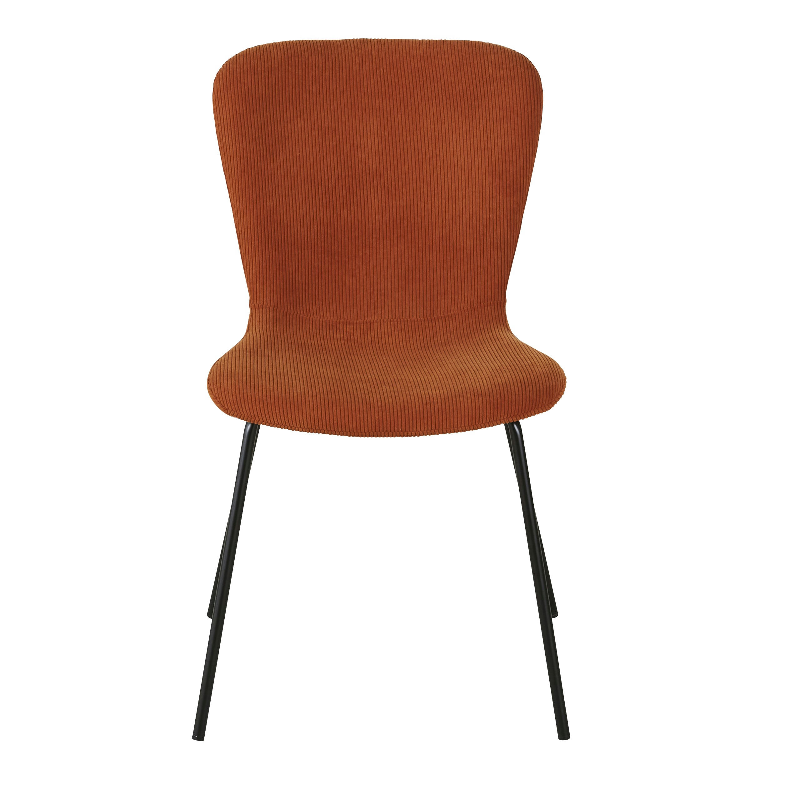 Mira - Chaise en velours côtelé orange écureuil et métal noir