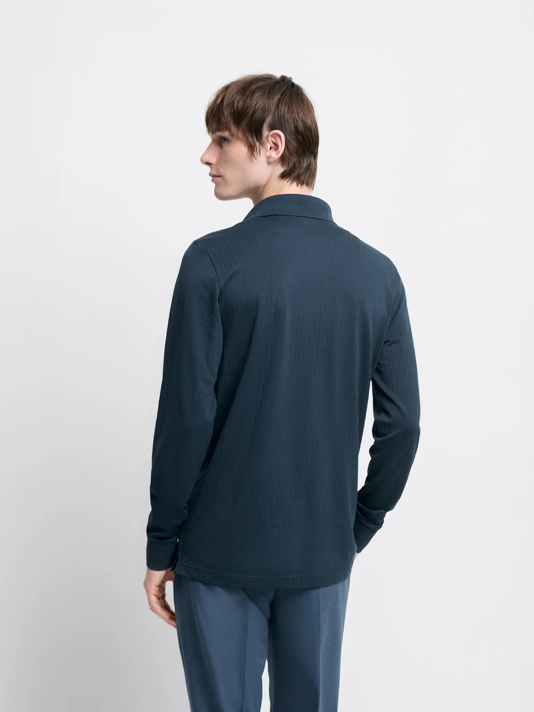 Polo manches longues col boutonné