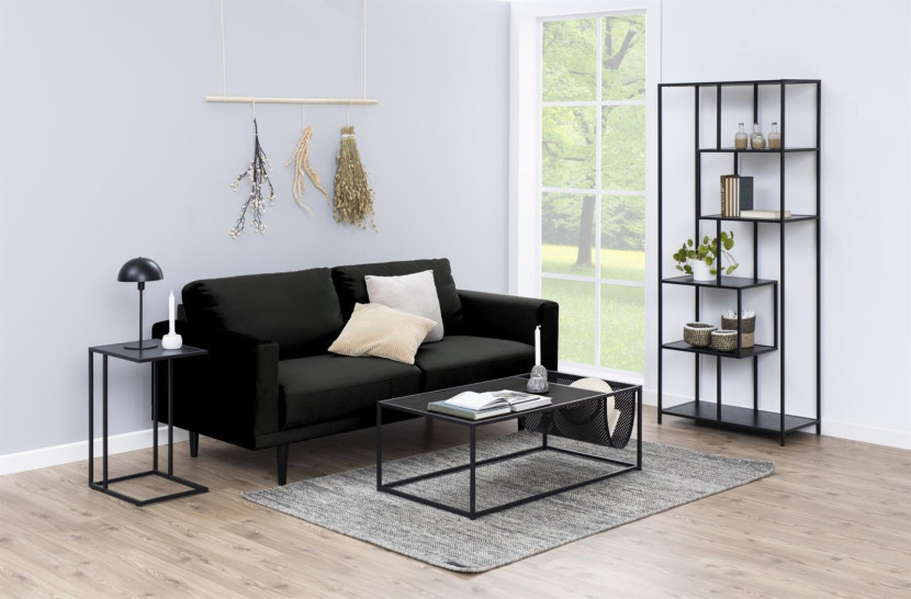 STOLIK POMOCNICZY Seaford czarny METALOWY blat z MDF