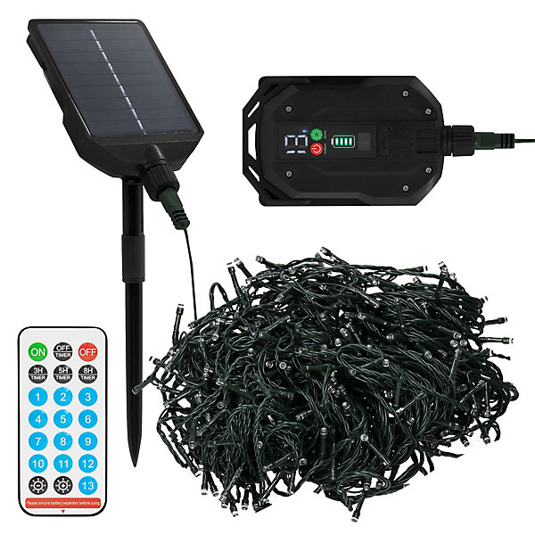 Guirlande lumineuse de noël solaire ECD Germany 11m 560 led blanc chaud étanche avec télécommande