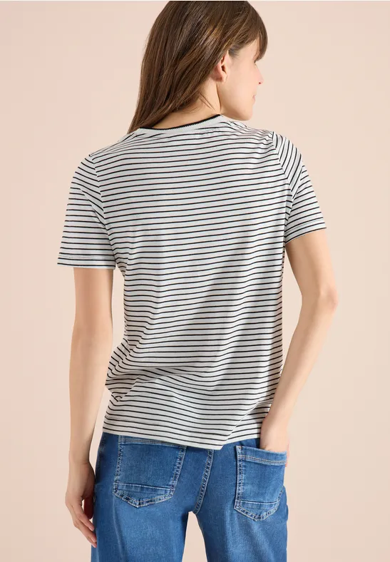 Kurzarm Shirt mit Rundhals und Streifen