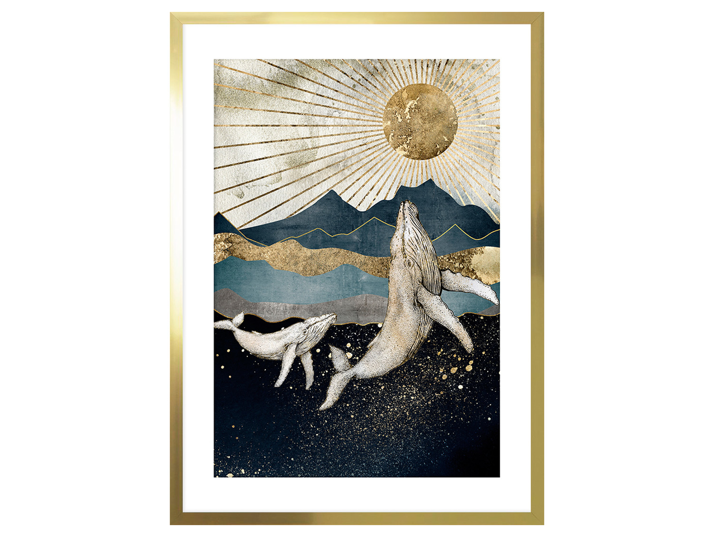 Obraz w ramie Whale In The Golden Sun 53x73 cm