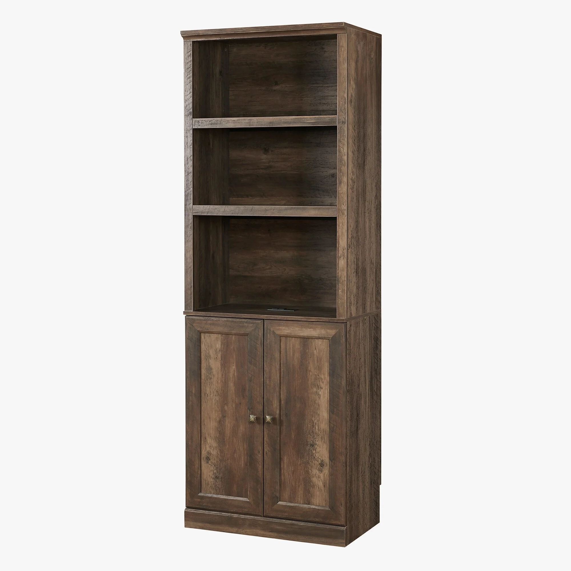 1 Doors Bookshelf with USB Port and 3 Open Shelves Bookcase Side Cabinet Storage Shelves