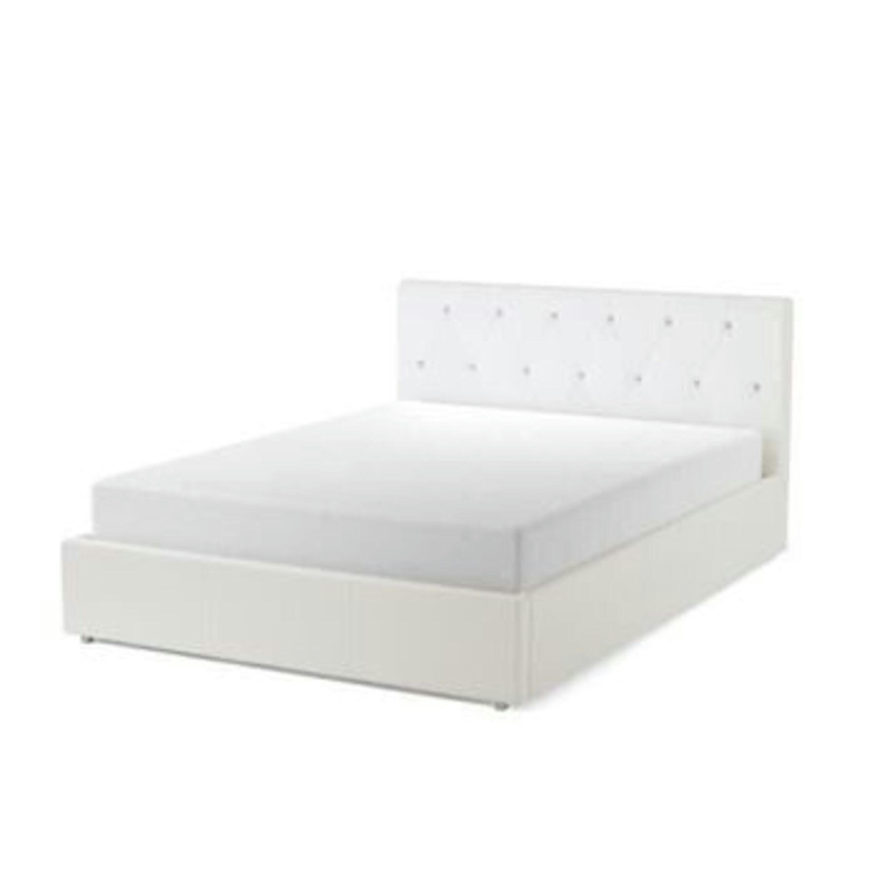 BAHIA - Lit coffre   simili blanc  160x200 sommier inclus