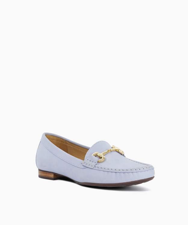 Glenniee Blue - Suede Snaffle Trim Loafers