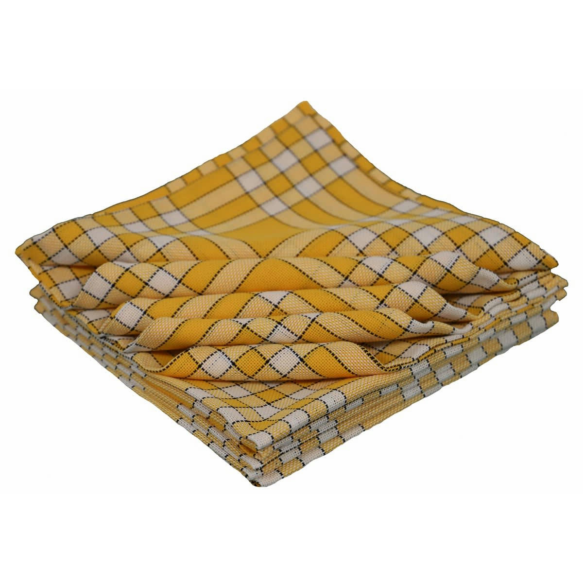 LOT DE 10 NELLY - Lot de 10 serviettes de tables carreaux vichy en coton jaune