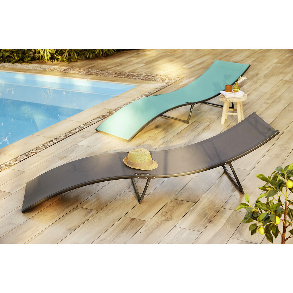 Bain de soleil Weavy acier et textilène gris 198x54xH50cm