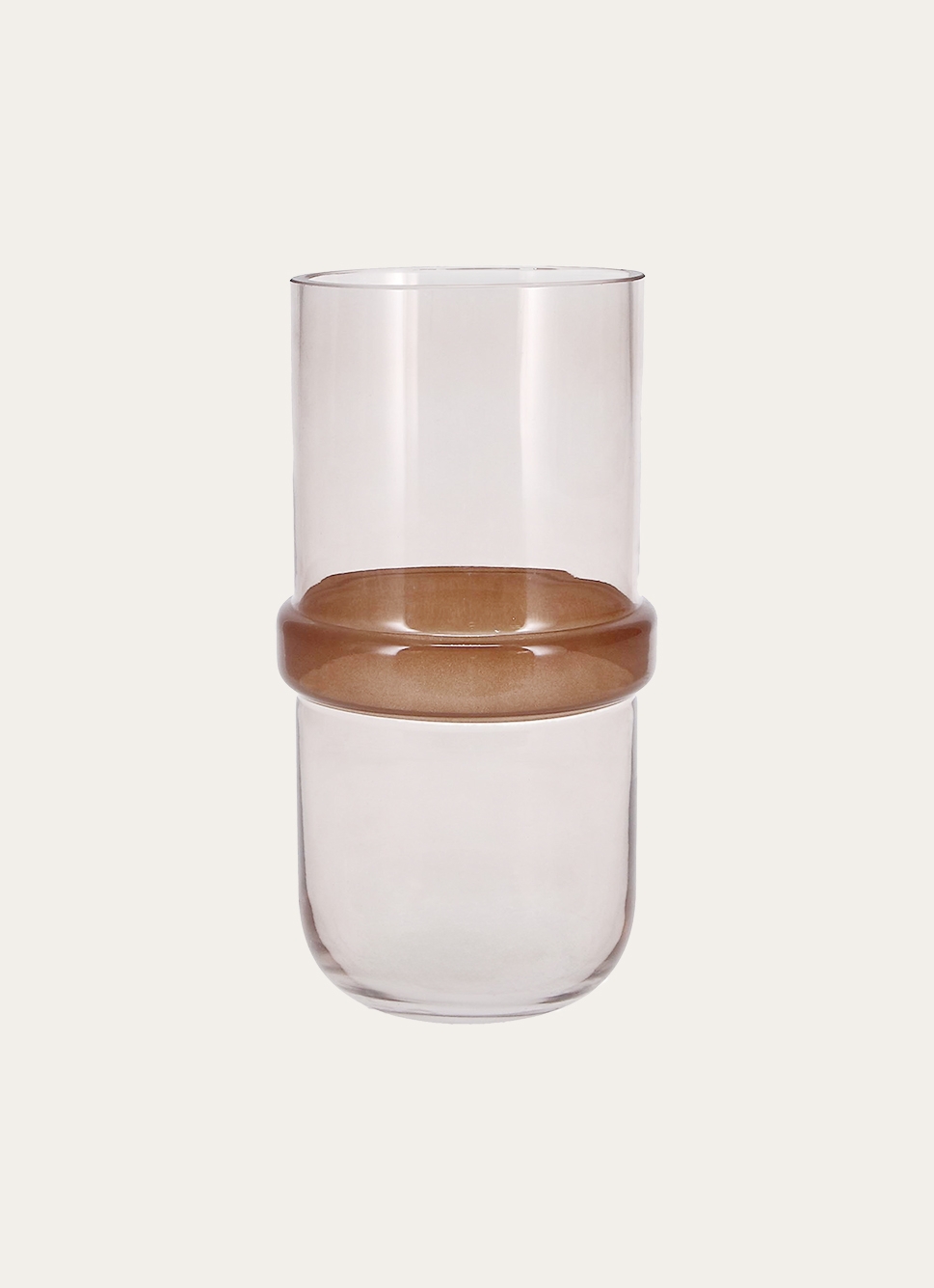 VASE EN VERRE AVEC CERCLE FAIT MAIN BRUN TRANSPARENT
