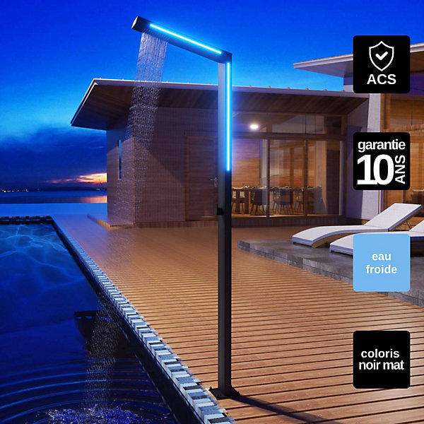 Douche de piscine Florida en Acier Inox 316 - Tête D25cm - Corps D42mm- H. 2,22m - Garantie 10 ans - POOLIMEX