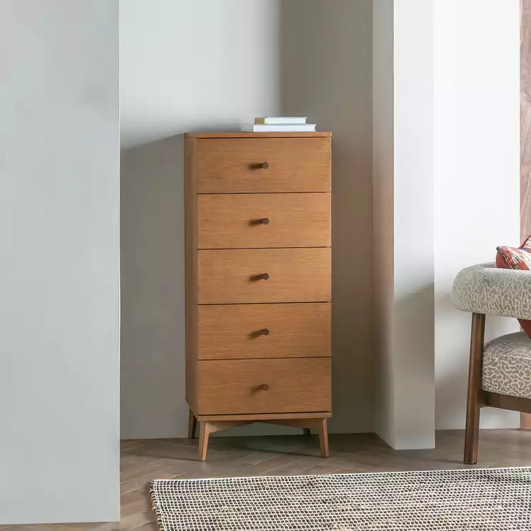 Habitat Kirk Oak 5 Drawer Tallboy - Natural