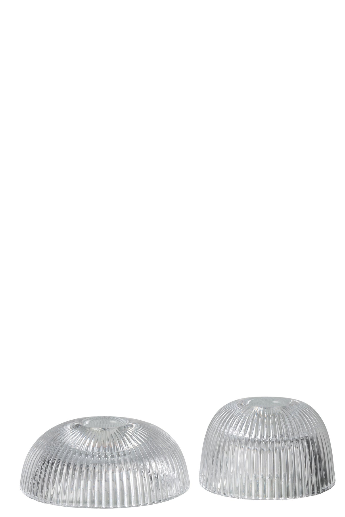 J-Line kaarshouder canele - glas - transparant - 2 stuks