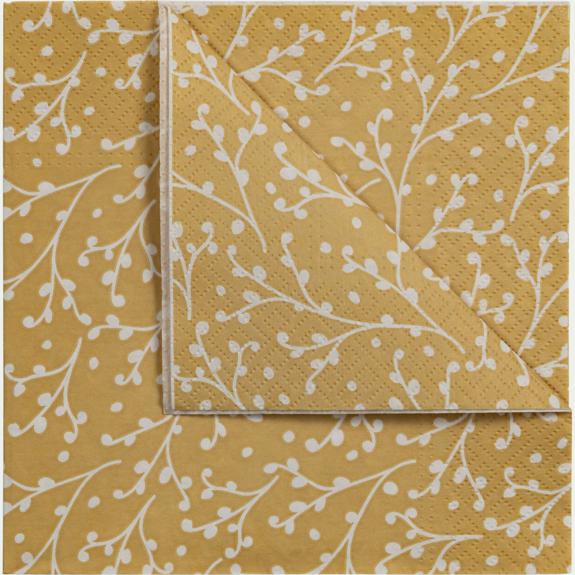 BAIES - Lot de 20 serviettes en papier motif baies 33x33cm - jaune