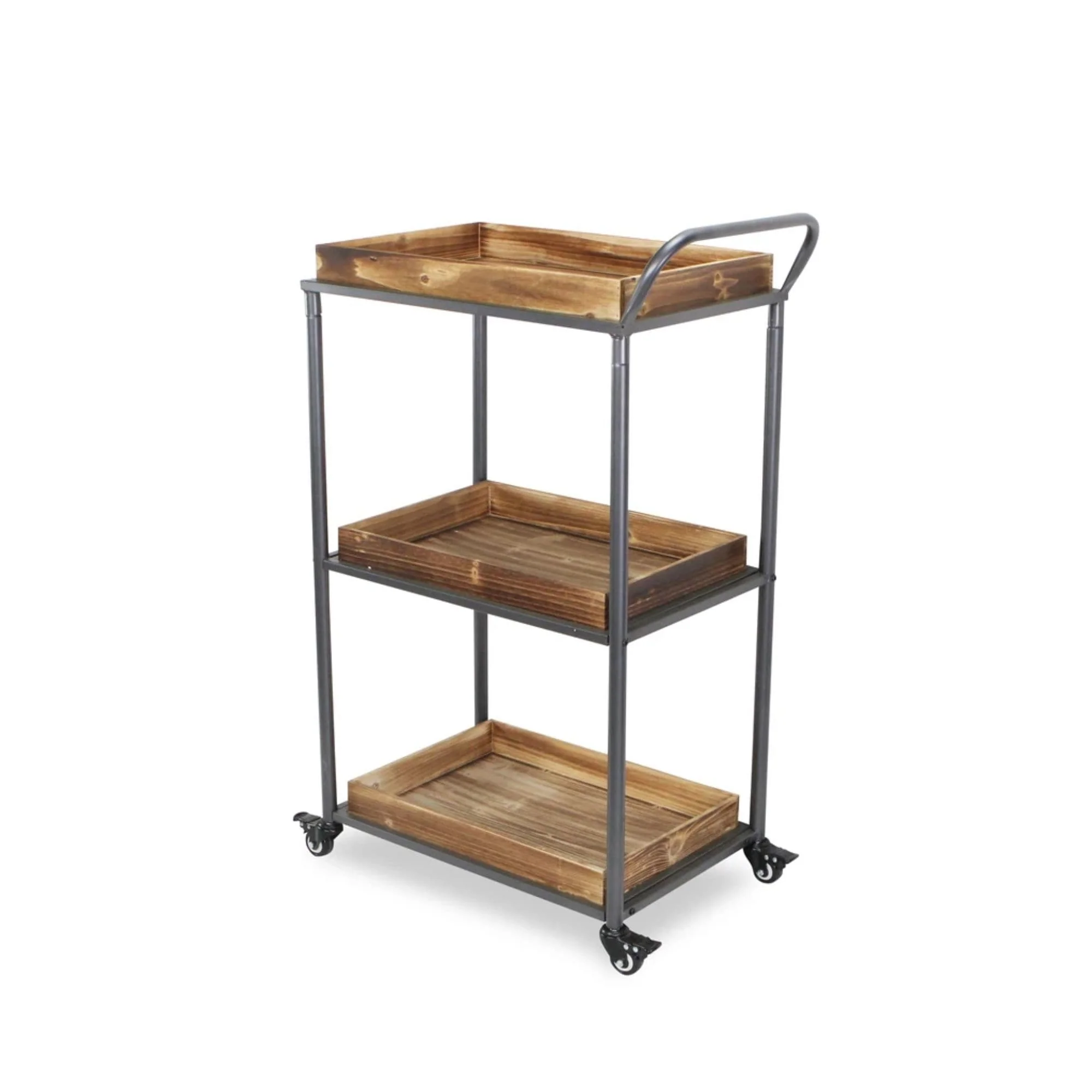 17.25 Brown Three Tier Rectangular Tray Cart