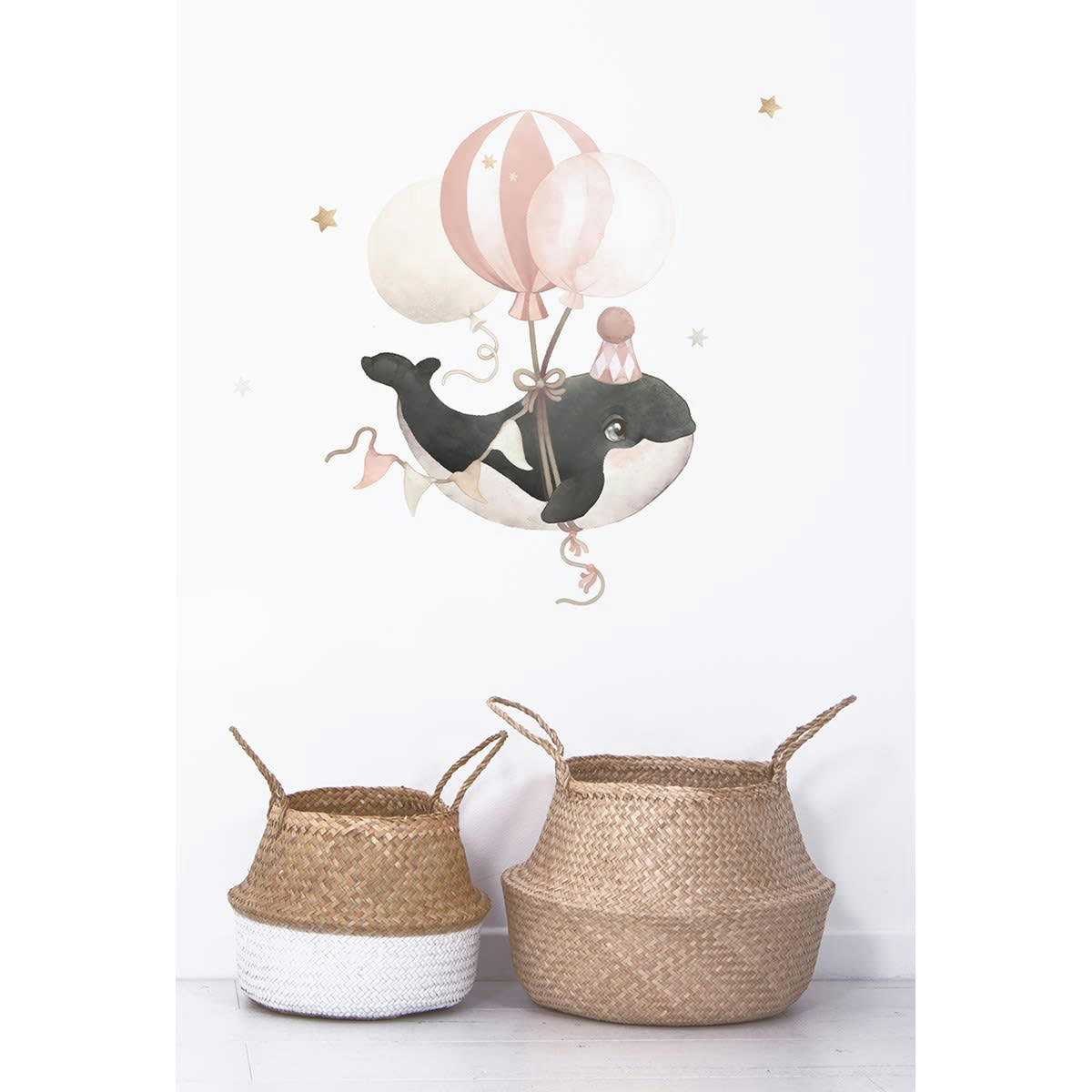 SELENE - Grand sticker orque et ballons en vinyle mat rose