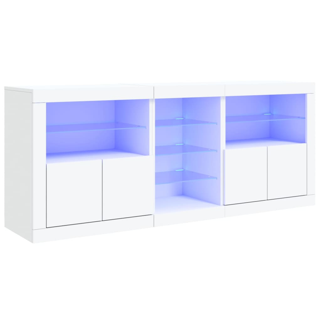 Szafka BiałaLED z Drzwiami Szklanymi 181.5x37x67 cm do Salonu