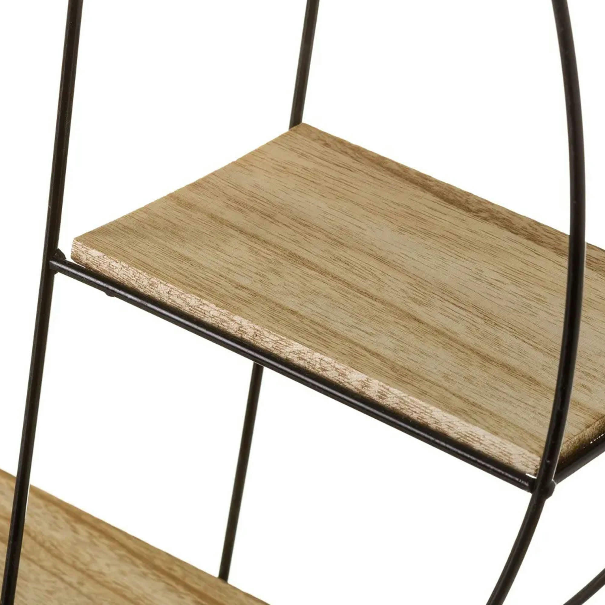 - Étagère murale ronde en métal noir et bois diamètre 53cm