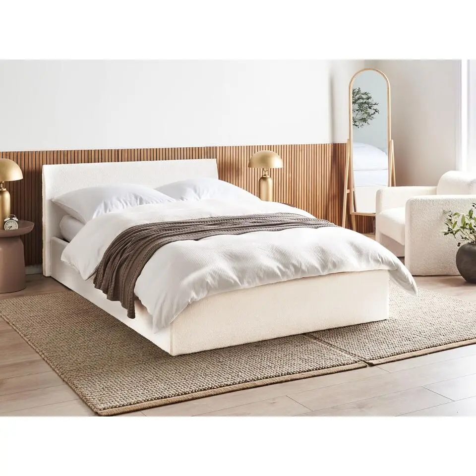 ORBEY - Bed met opbergruimte - Off-white - 140 x 200 cm - Boucl&eacute;