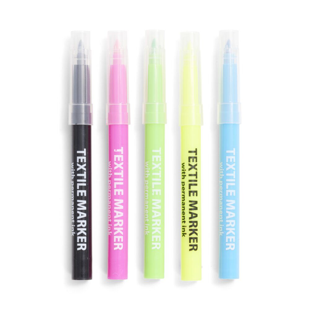 Lot de 5 marqueurs textile 5 couleurs