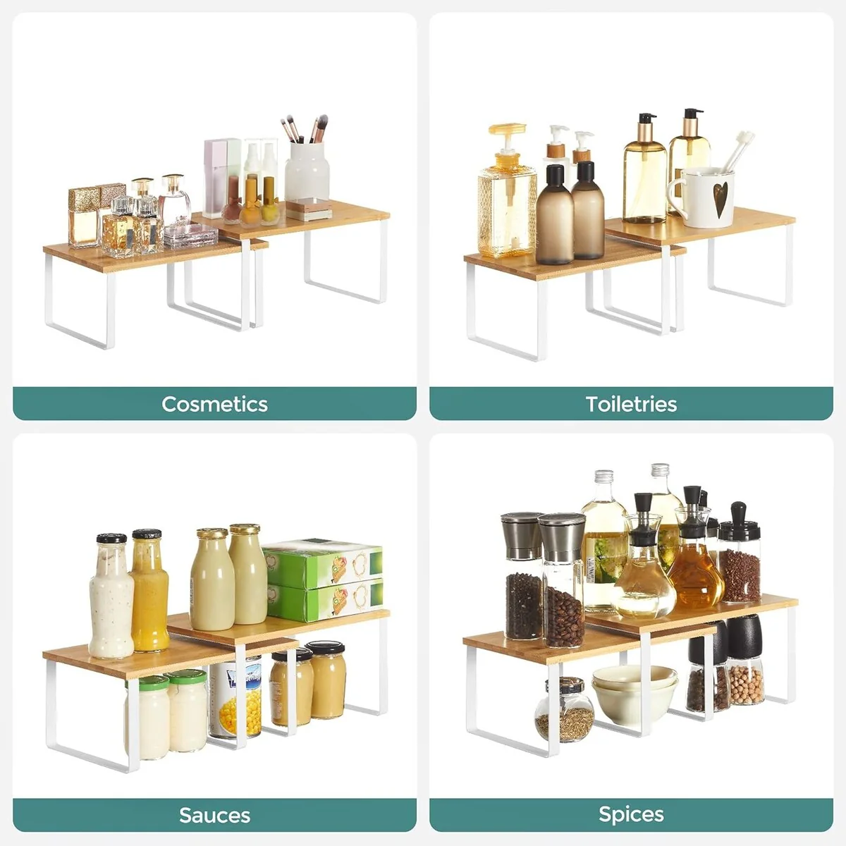 SONGMICS Kitchen Cabinet Shelf 2 Set Cabinet Counter Organizers