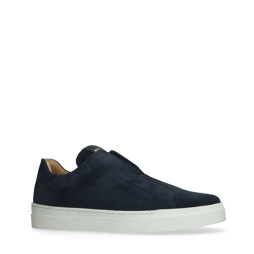 Manfield Blauwe suède loafers