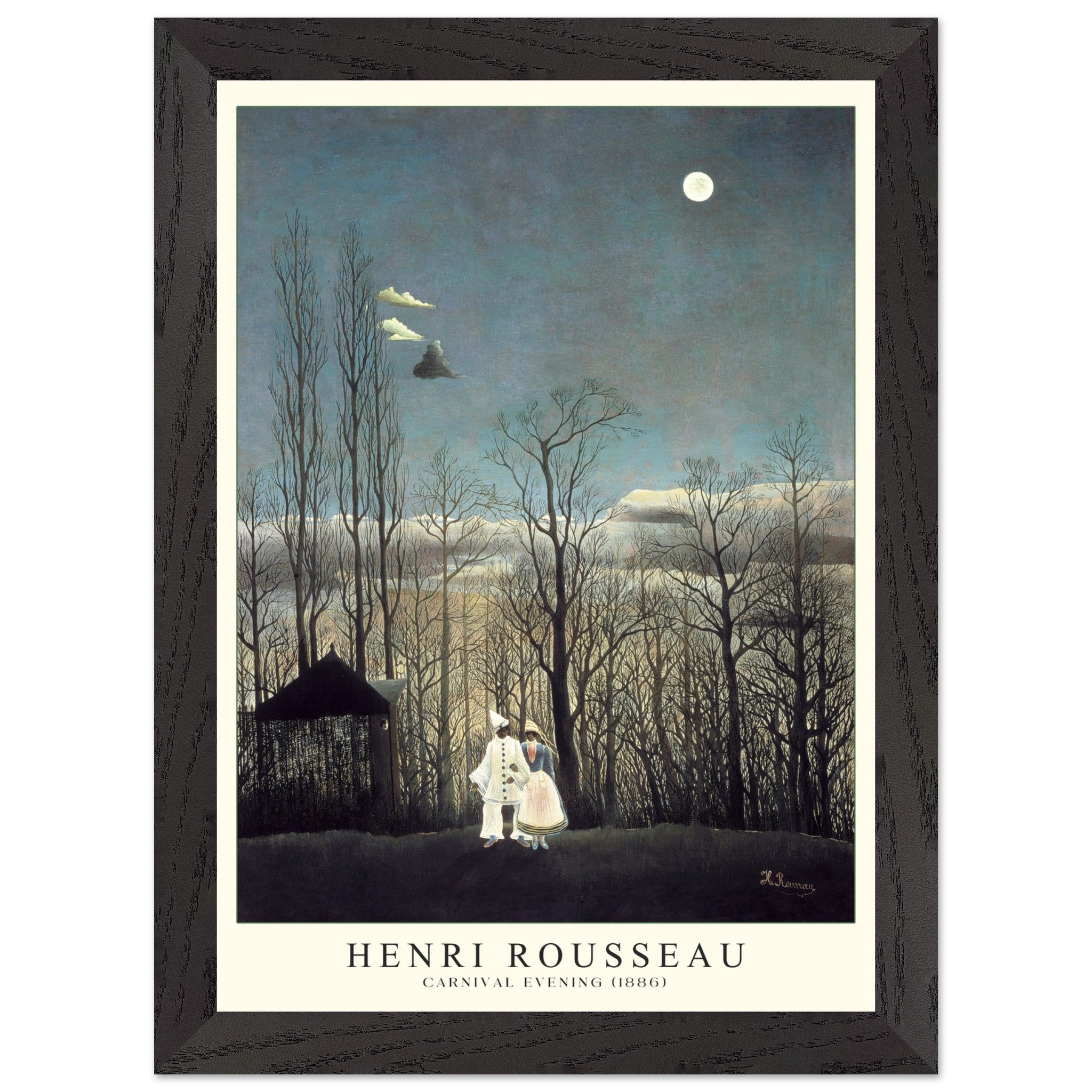 Artfulprints Poster met Lijst Henri Rousseau - Carnival evening  - A4 21x29.7 cm - Blauw