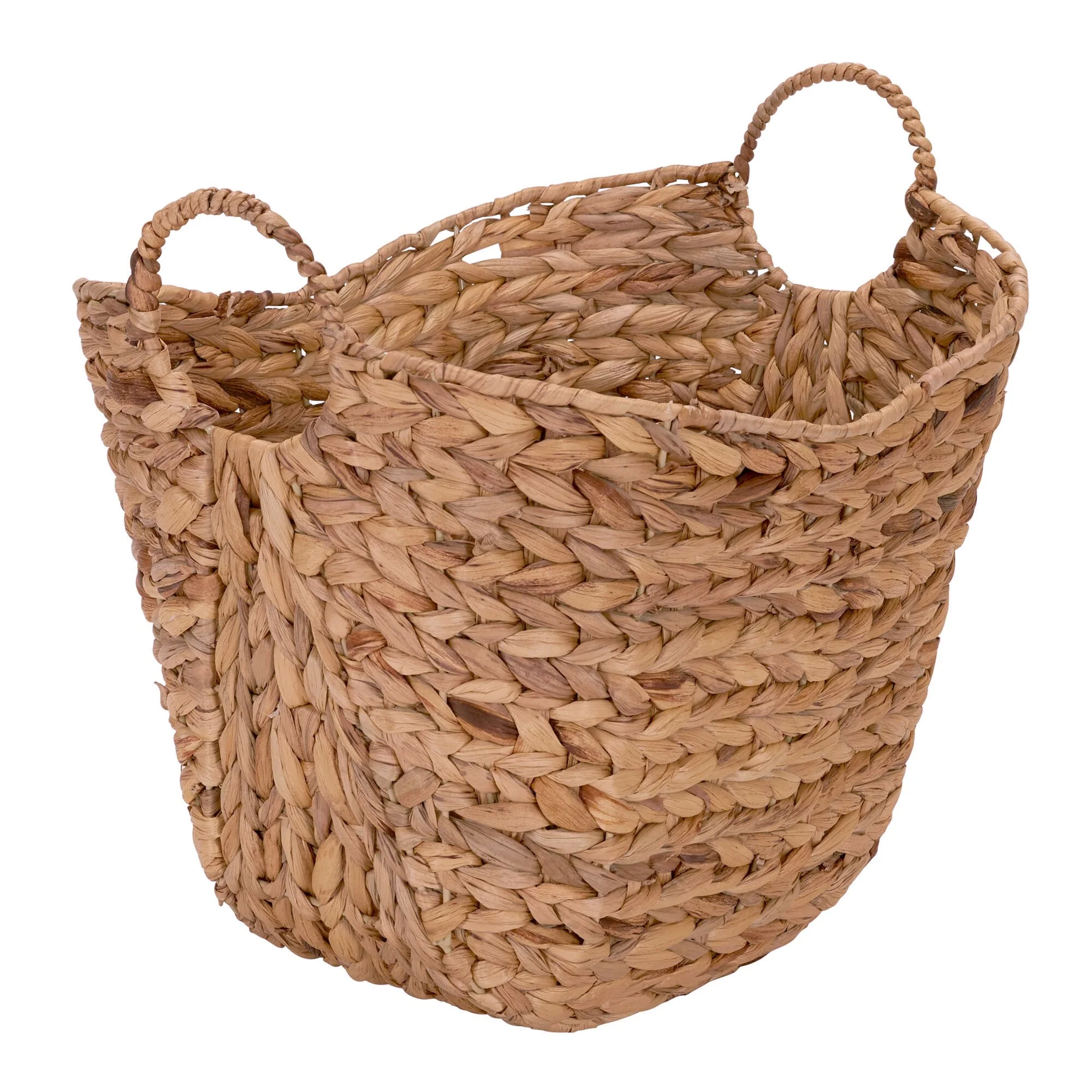 Household Essentials Tall Water Hyacinth Wicker Basket with Handles