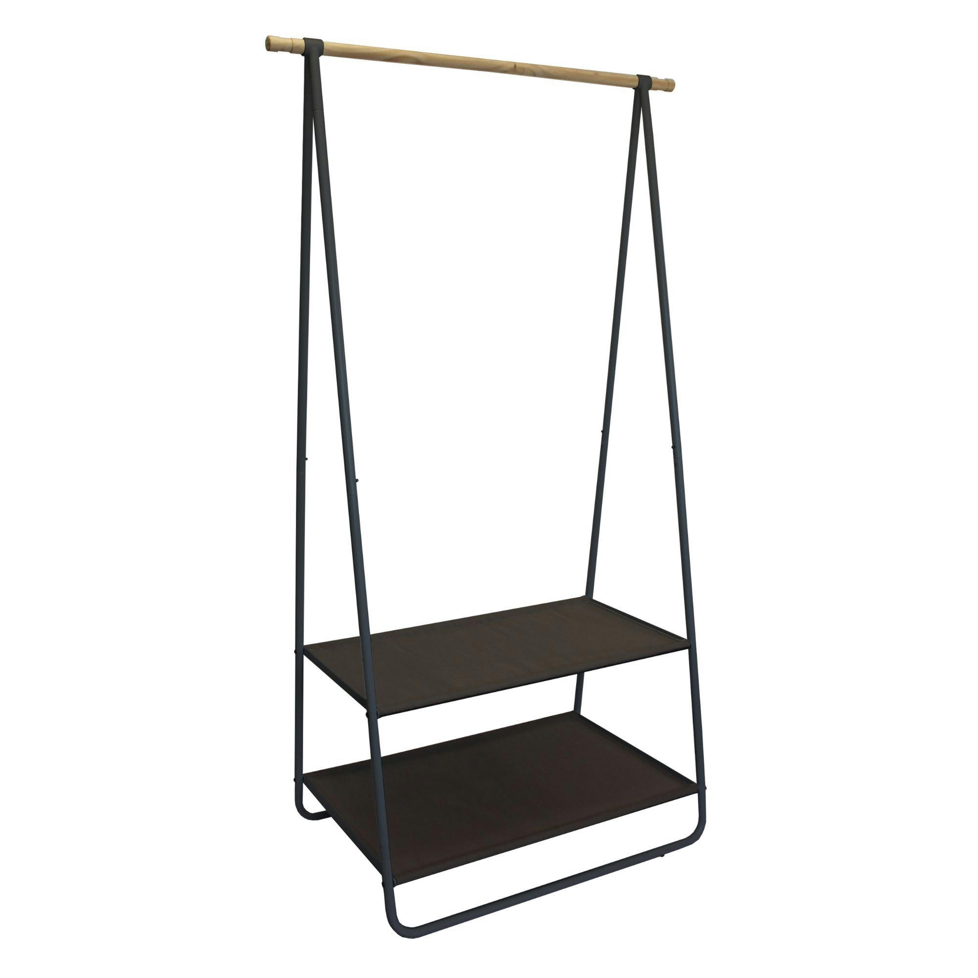 - Portant en bois métal et textile noir 55x95x171cm