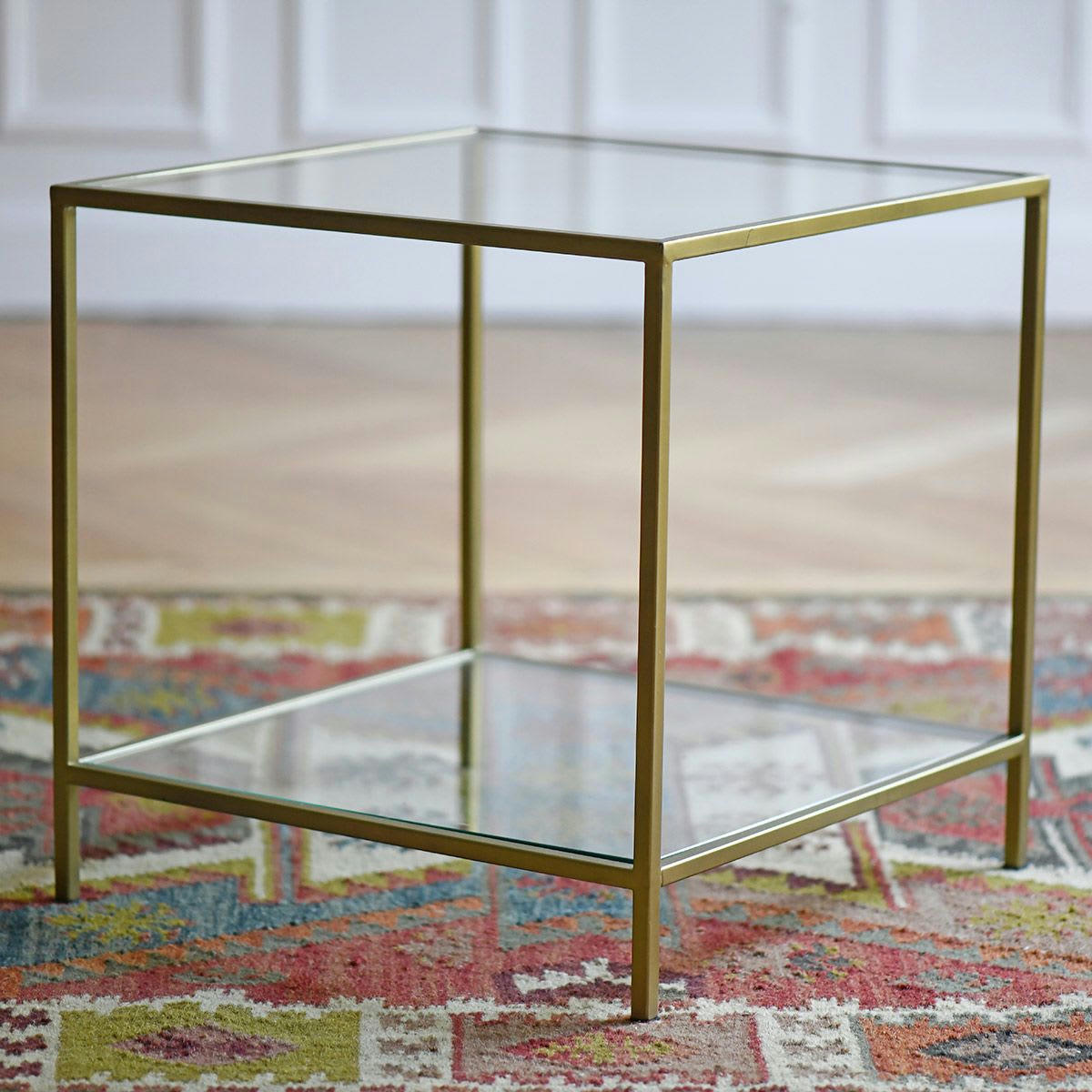 MIRA - Console carrée en métal et verre