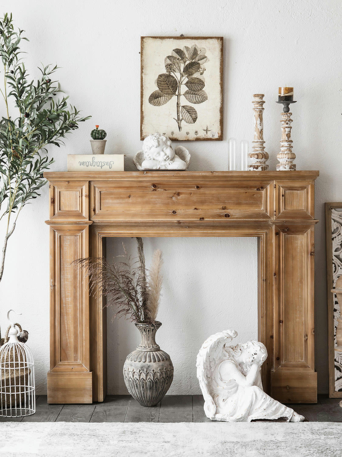 ALICE - Manteau de cheminée en bois L 130