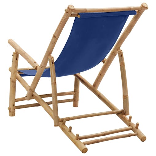 NNEVL Deck Chair Bamboo and Canvas Navy Blue