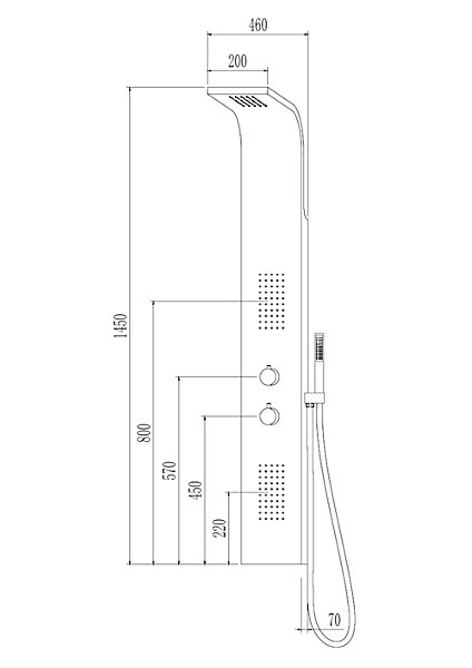 Colonne de douche hydromassante thermostatique avec pommeau   douchette   flexible finition gun metal, Essebagno Esseflat