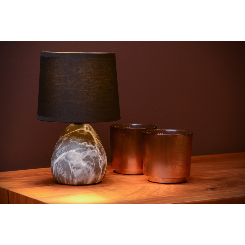 Lampe de table Marmo noire Ø 16 cm E14 40 W LUCIDE