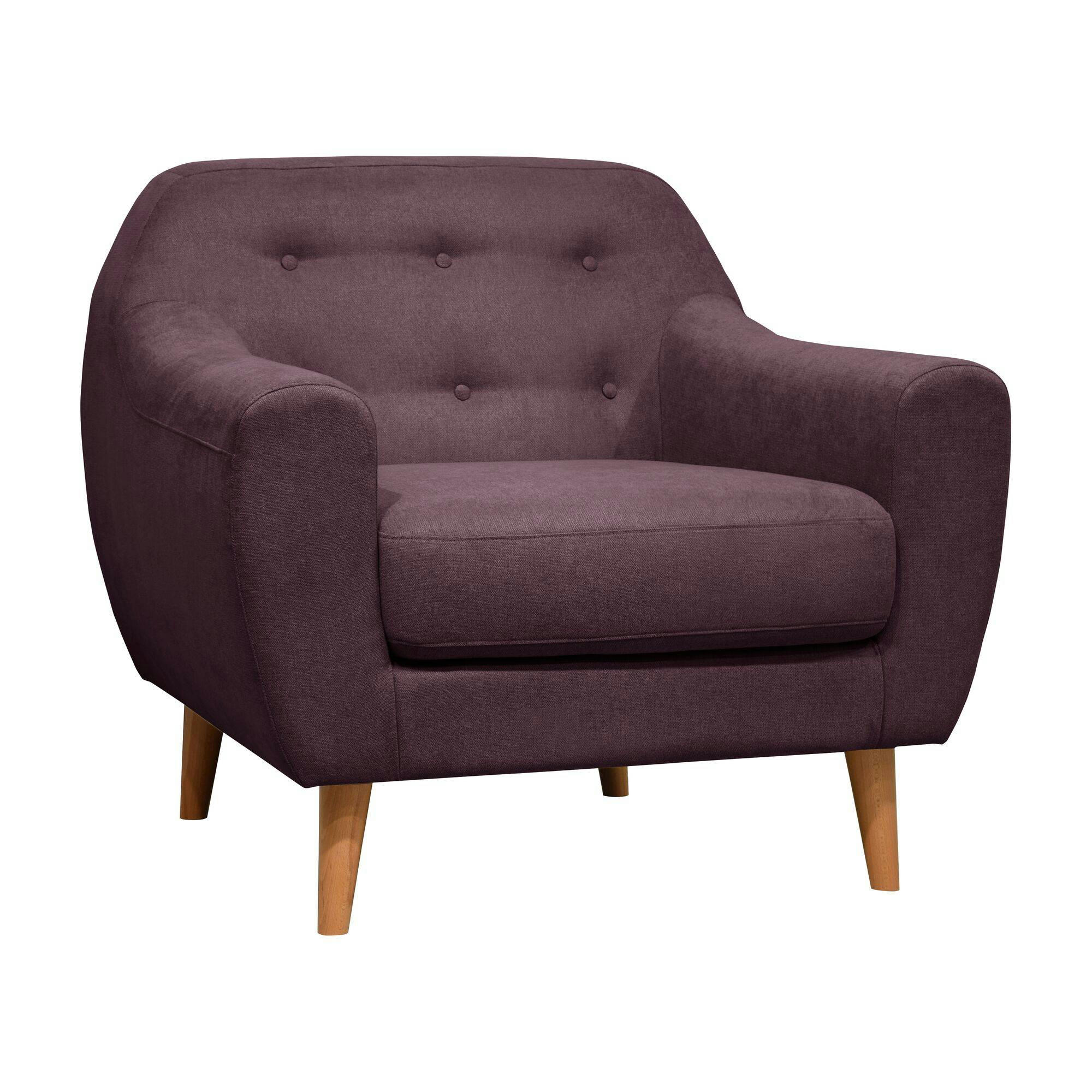 AGATHE - Fauteuil en tissu antitache Prune