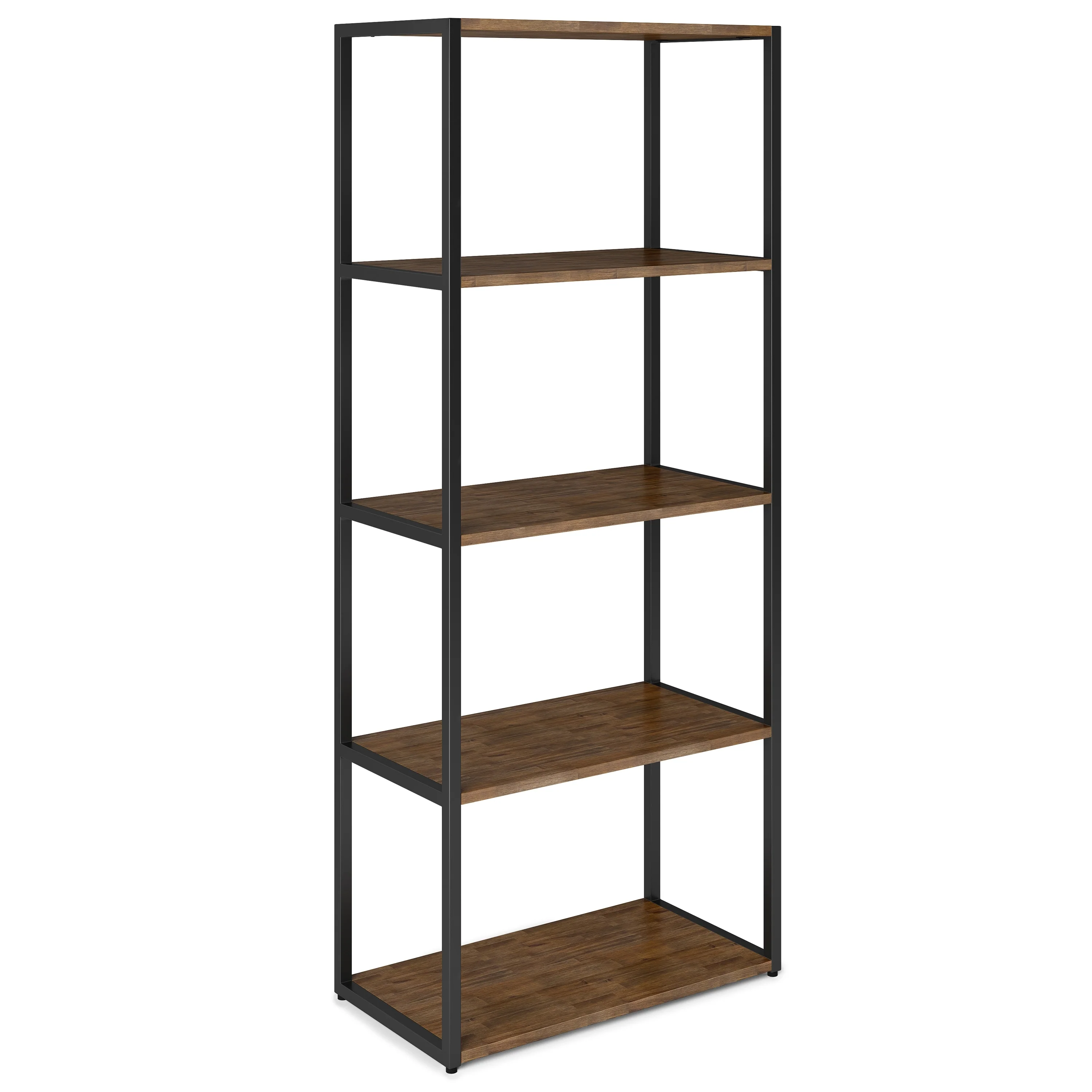 WYNDENHALL Brinkley SOLID ACACIA WOOD Modern Industrial 30 inch Wide Bookcase in Rustic Natural Aged Brown - 16d x 30 w x 72h