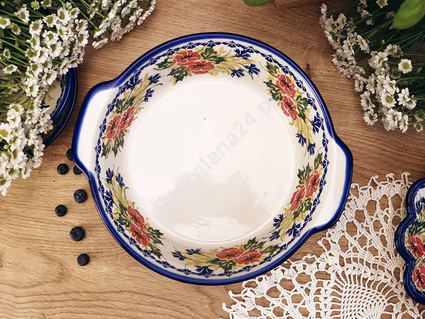 Naczynie do zapiekania 28 cm okrągłe Bolesławiec - Maki Smolińskiej gat. I