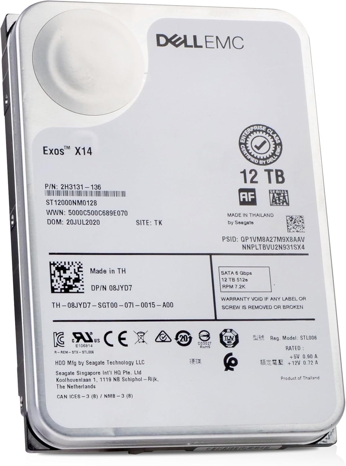 Dell/Seagate Exos X14 12TB ST12000NM0128 7.2K RPM SATA 6Gb/s 512e 3.5 Enterprise Hard Drive (Renewed)