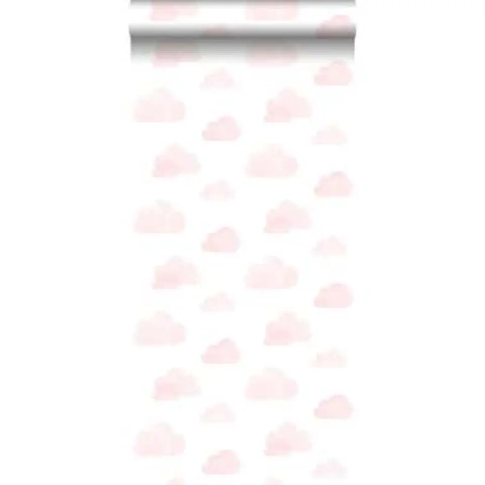 ESTAhome behang - wolkjes - licht roze en wit - 53 cm x 10,05 m