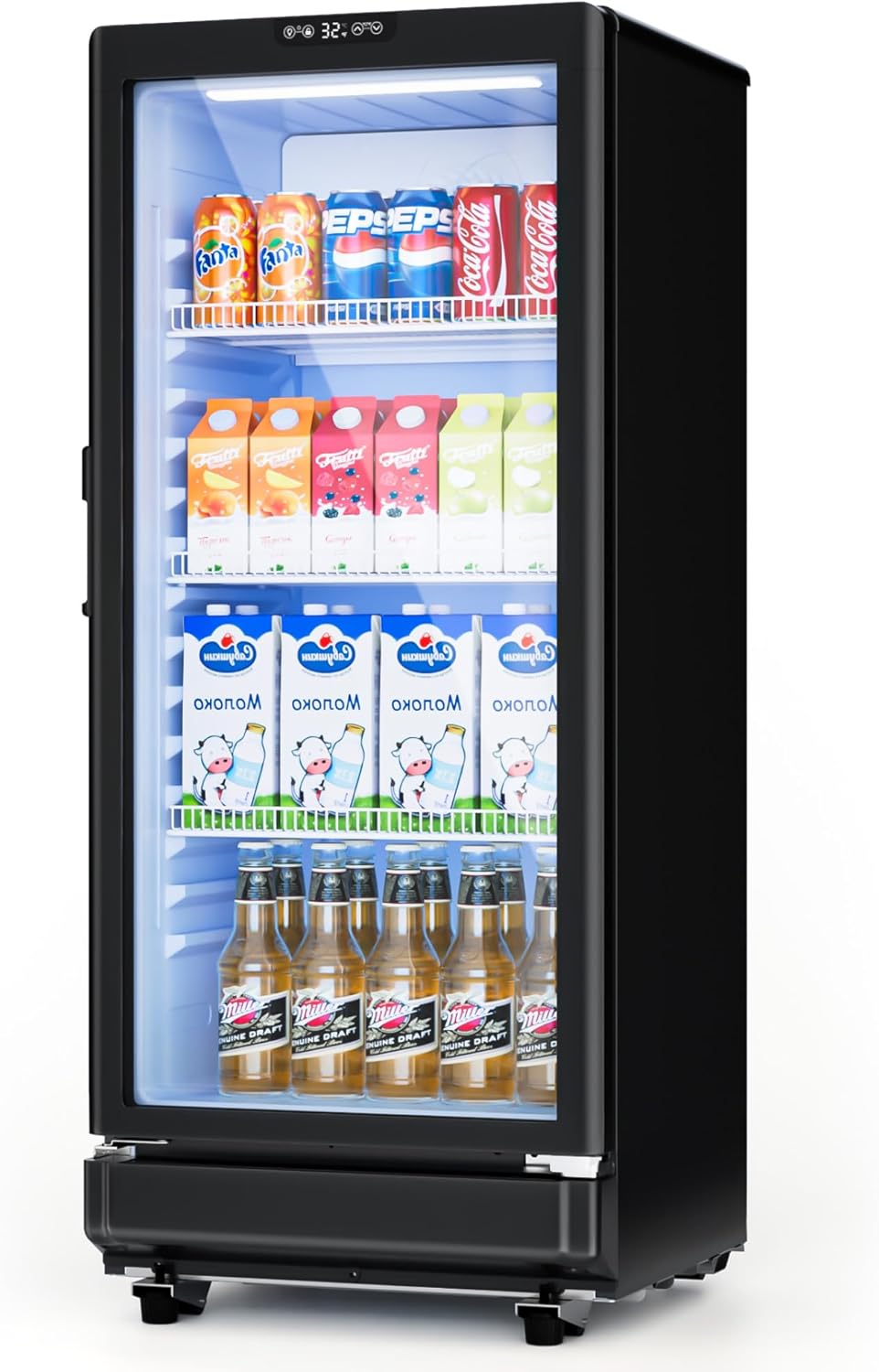 6 Cu.Ft Commercial Refrigerators, Display Fridge with Double-Tempered Glass Door, Beverage Cooler for Bar, Office, Restaurant, Outdoor Beverage Refrigerator with Locking, Key & LED