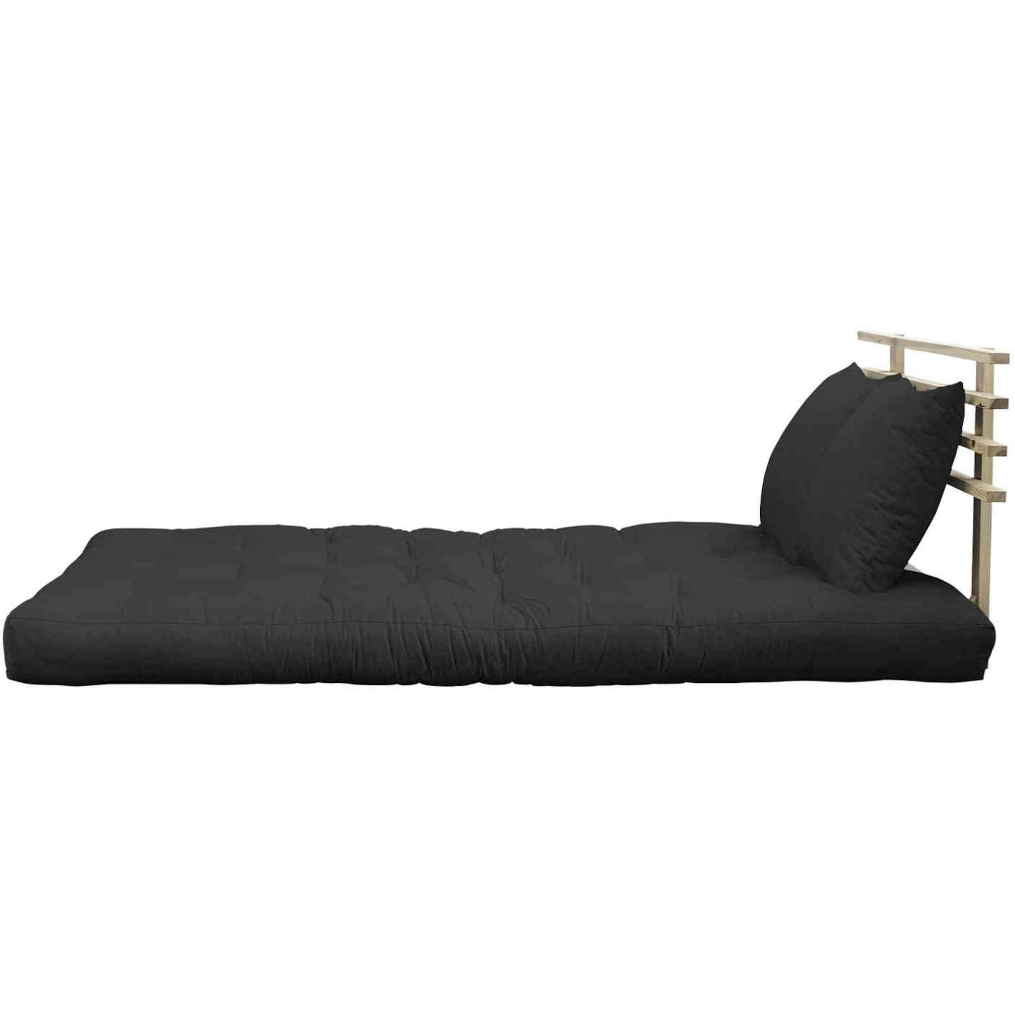 - Tête de lit en pin massif avec futon anthracite 140x200