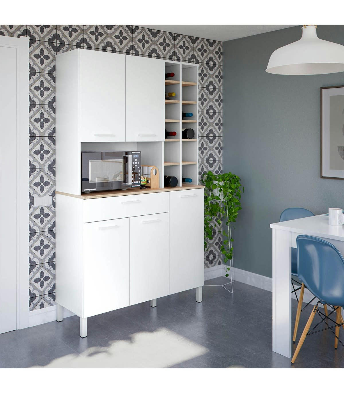 KIRA - Buffet 5 portes, 1 tiroir - H186 x L108 cm