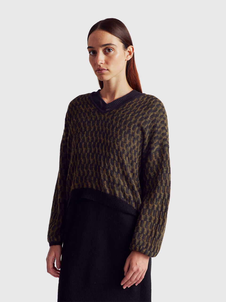 Cable knit sweater in alpaca blend