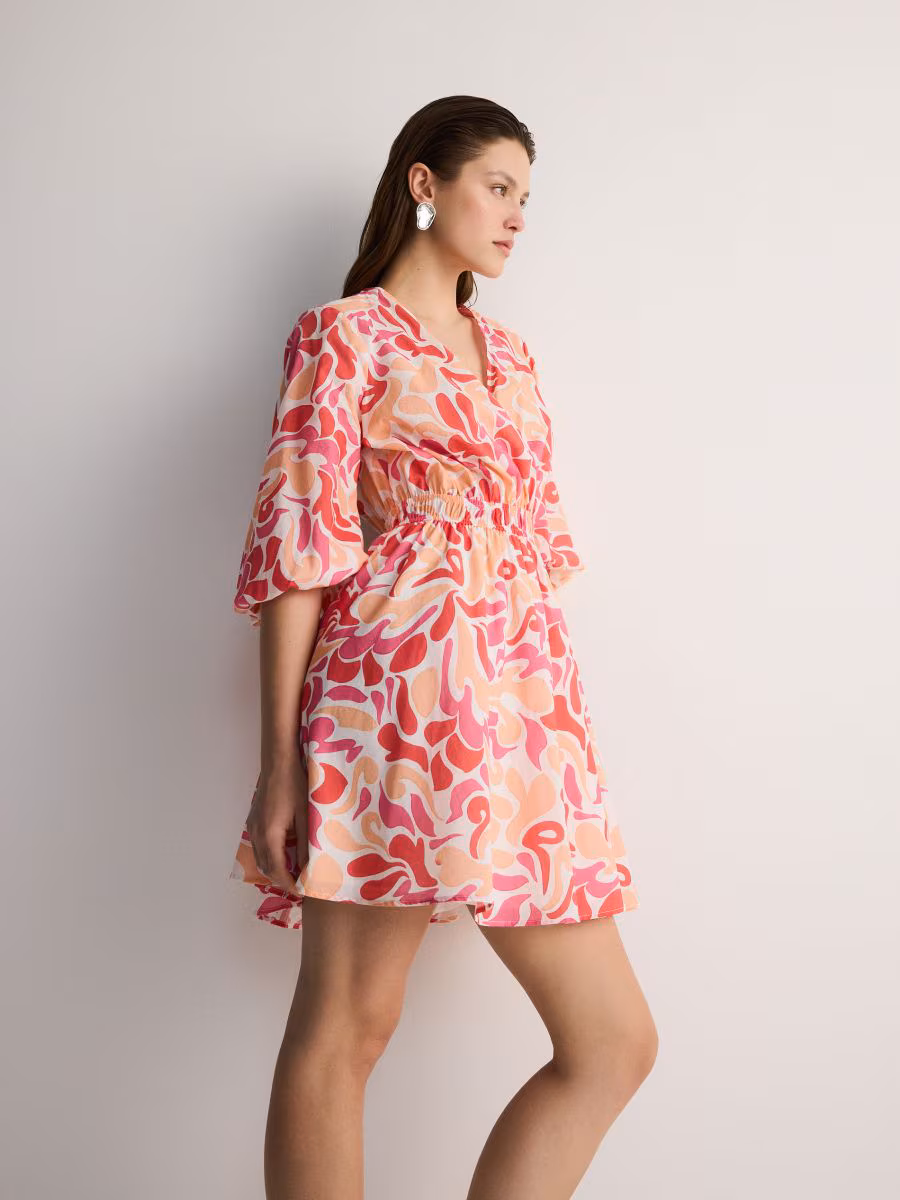 Patterned Cotton Mini Dress