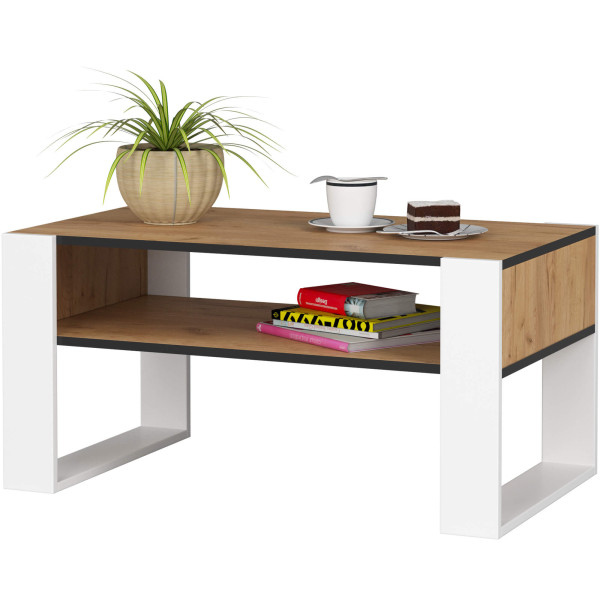 Stolik kawowy AKORD DOMI Dąb Craft 92 cm Biały 92x53x45 cm