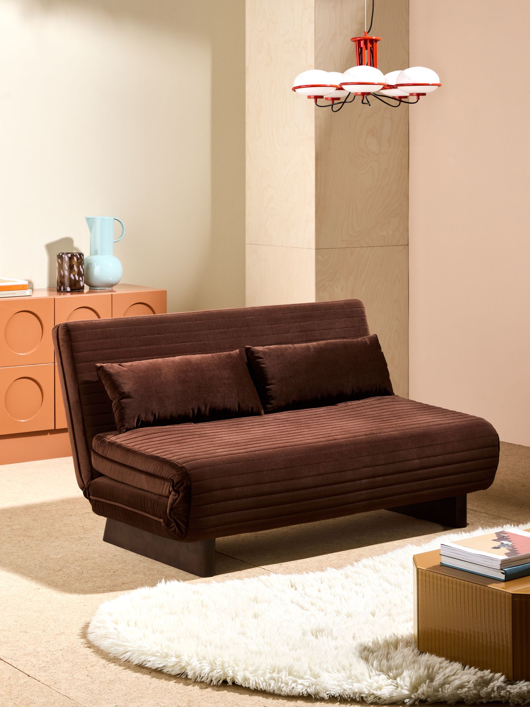 Large Bingham 2 Seater Sofa Bed in Chocolate Brown Velvet