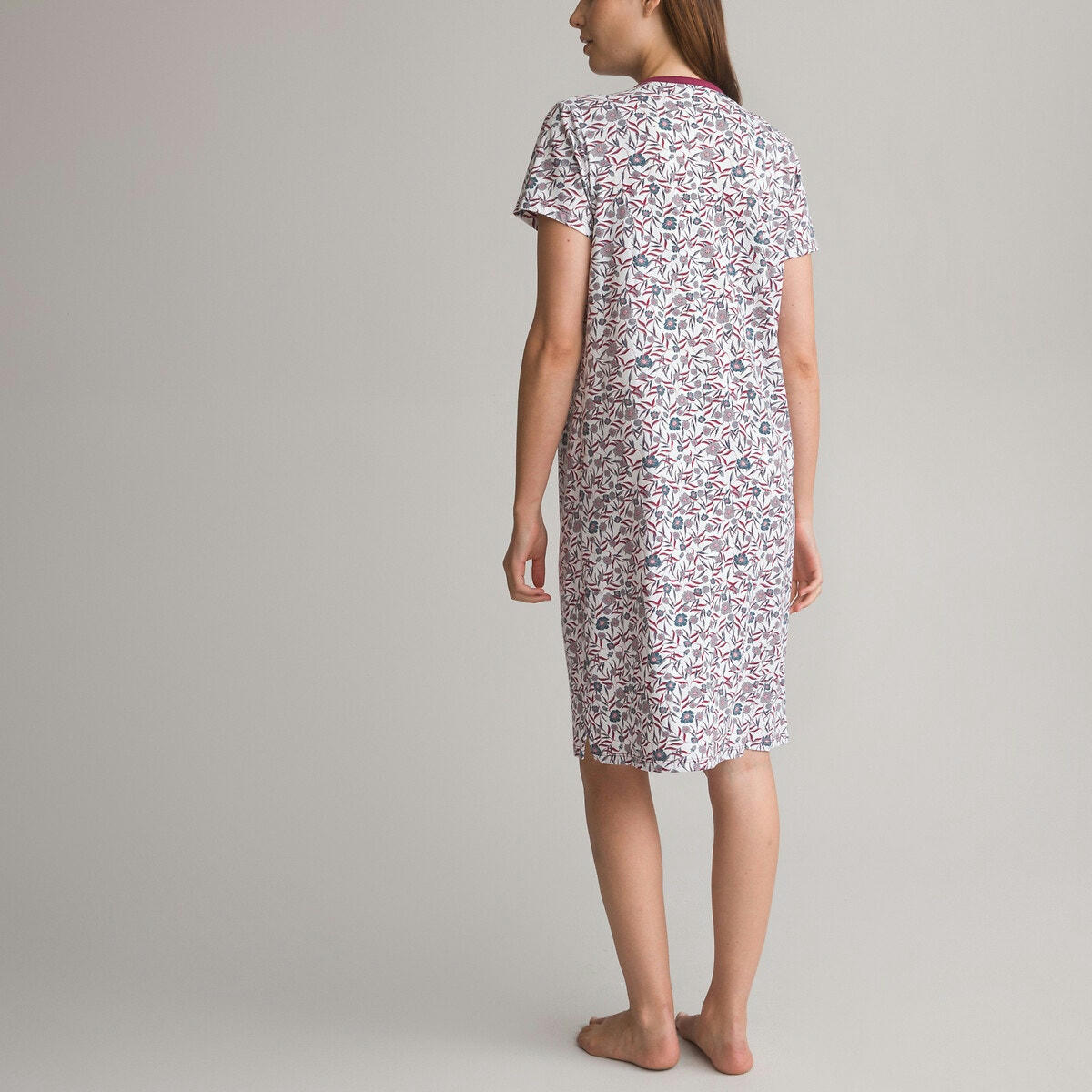 Chemise de nuit imprimée, pur coton