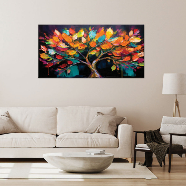 Feeby Obraz na płótnie, Kolorowe Drzewo Liście Malowane 120x60