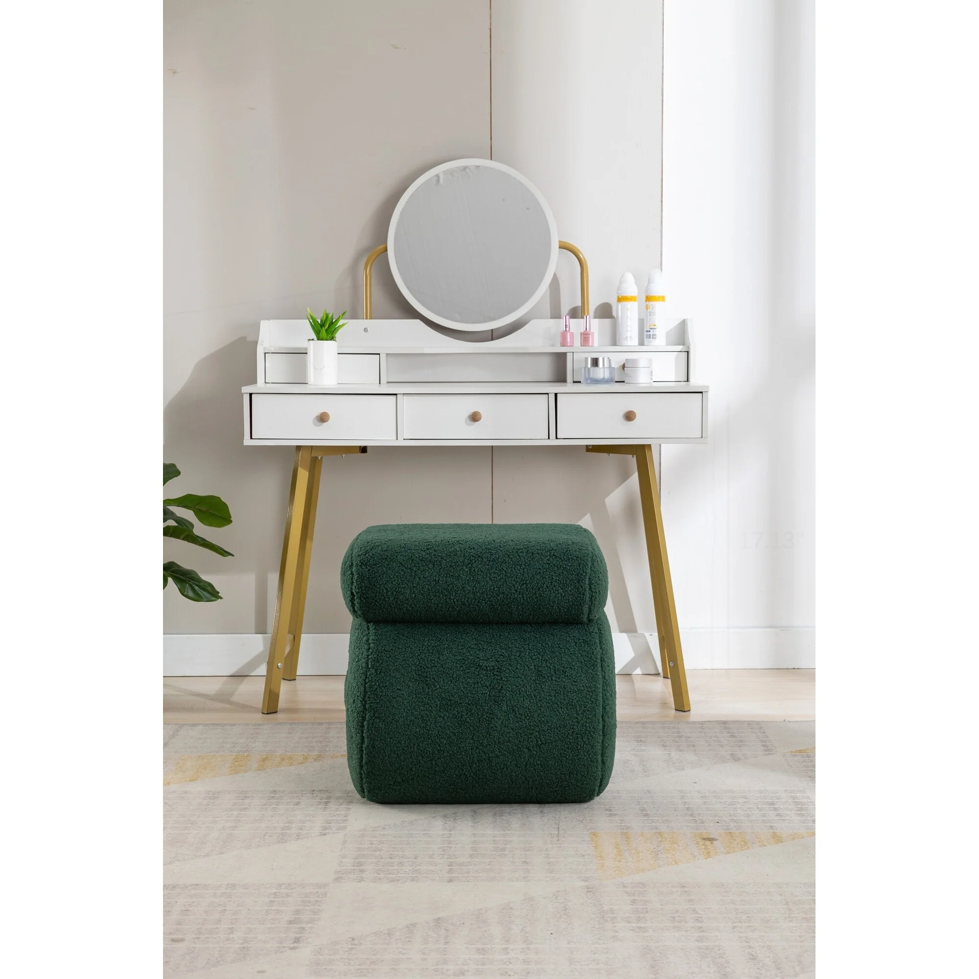 S-shape Teddy Fabric Ottoman