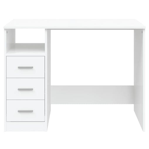 NNEVL Desk with Drawers White 102x50x76 cm Engineered Wood